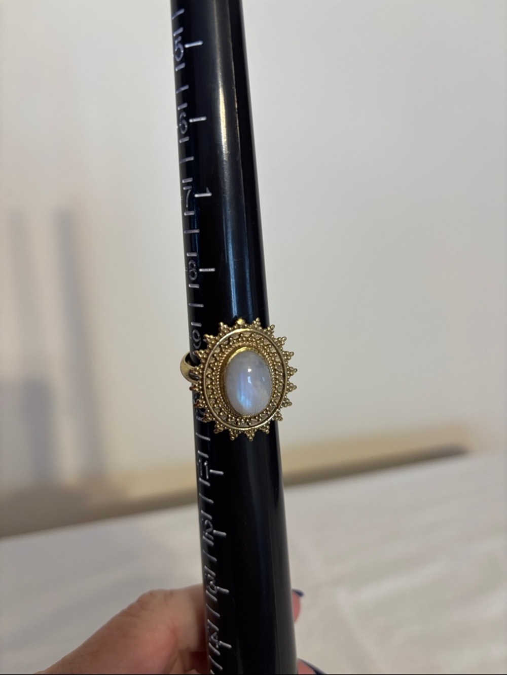Gold-Tone Moonstone Adjustable Sunburst Statement Ring - size 9.5 - Picture 9 of 11